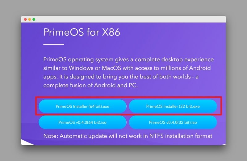 Prime OS download page