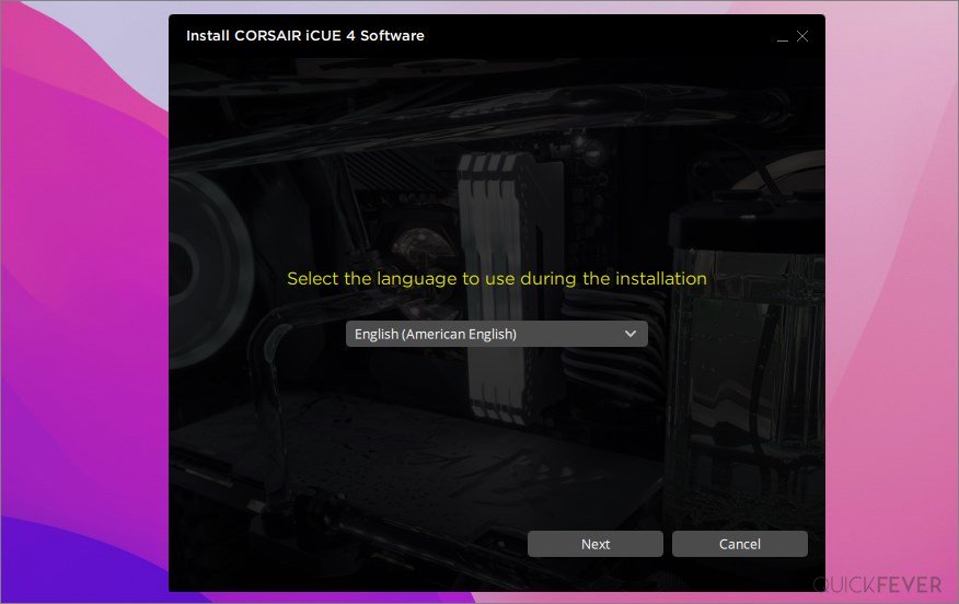 iCUE setup screen