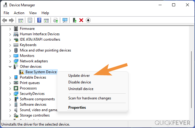 what is a base system device driver for windows 10