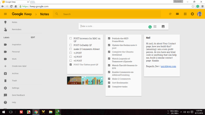 google keep todo list