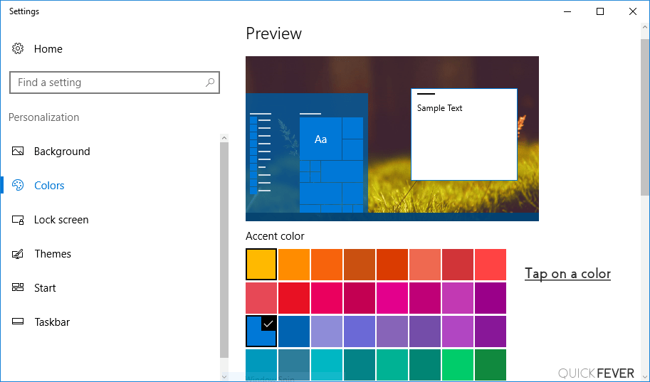 change color of taskbar windows 10