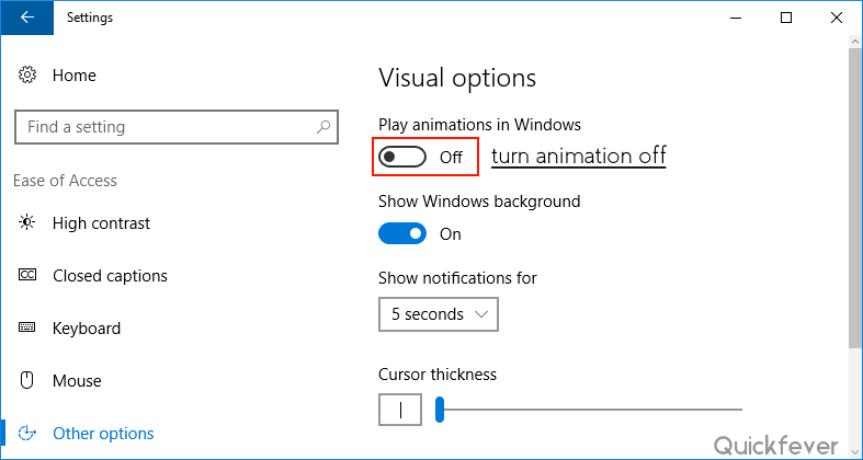 Windows 10 Performance Tweaks animations