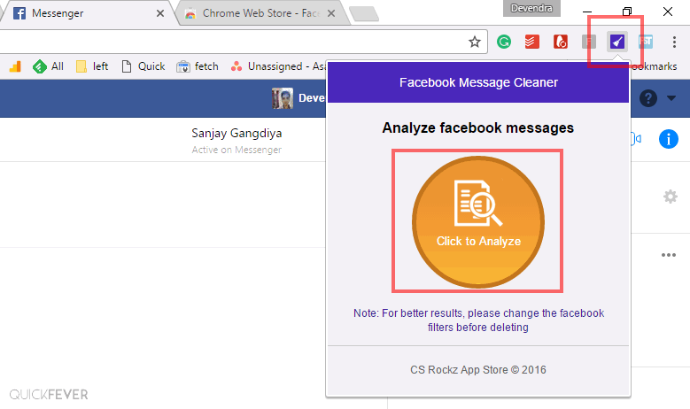 facebook fast delete messages extension download