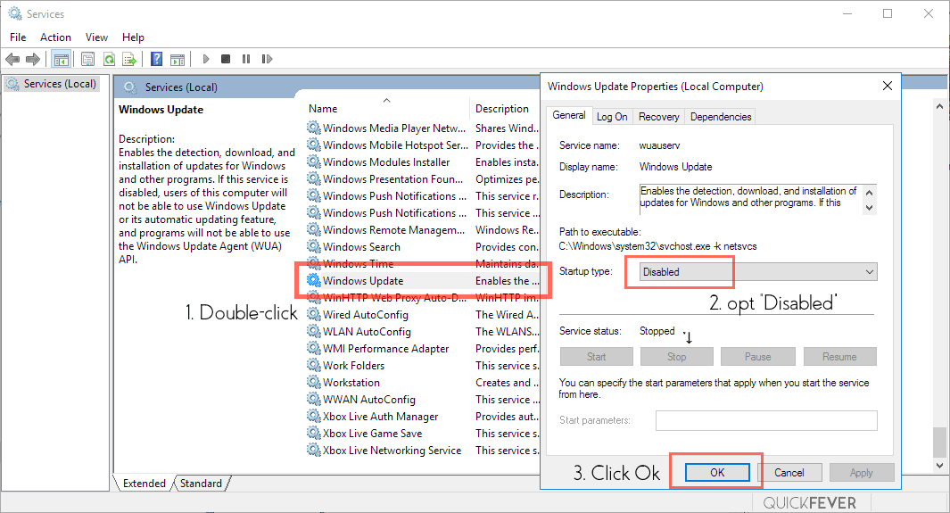 disable unnecessary service, windows 10, windows update