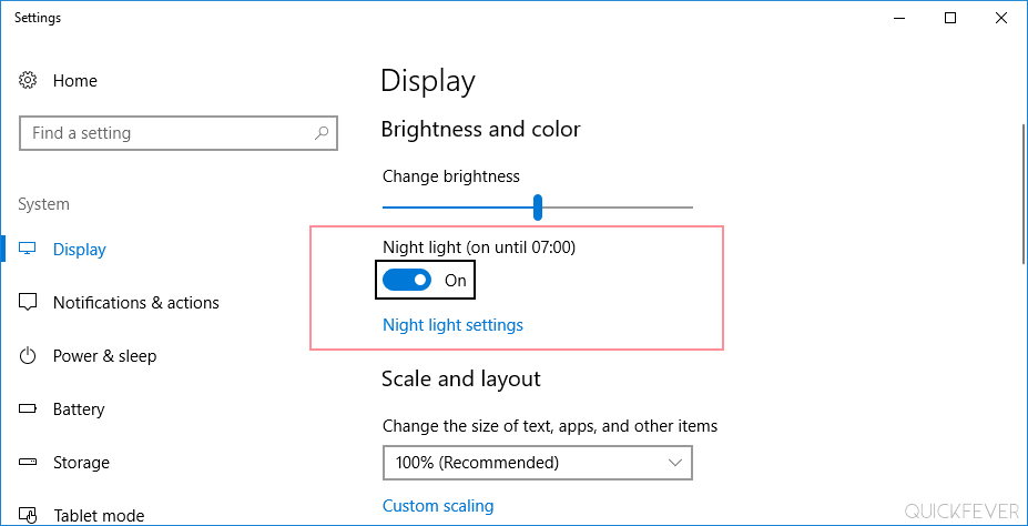 windows night light not working