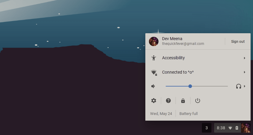 chrome os quick settings