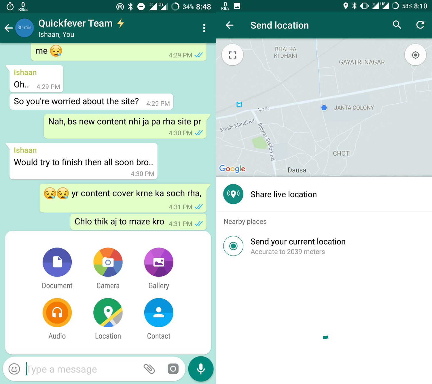 How to Share Live Location on Whatsapp