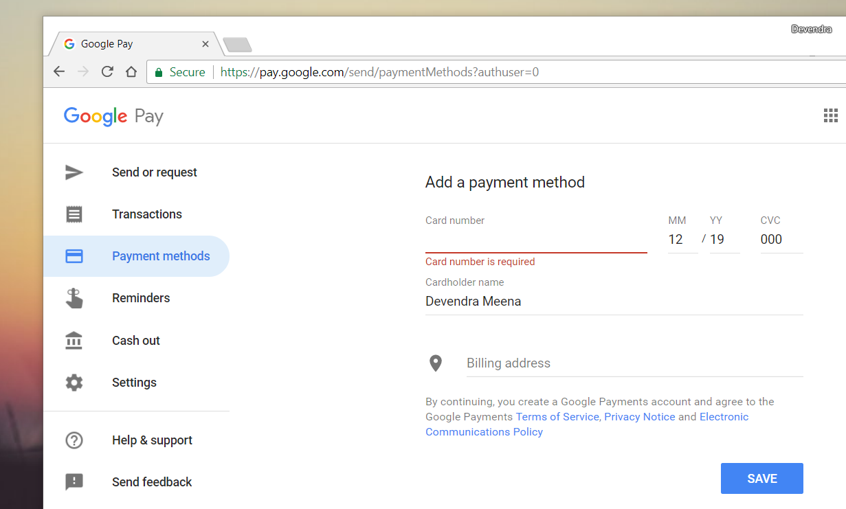 add payment method to google account