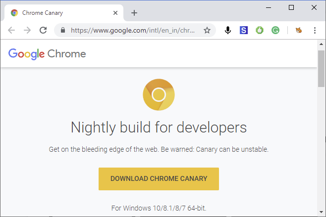 canary webpage