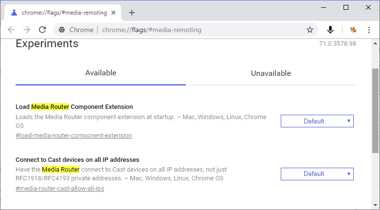 chrome media router page
