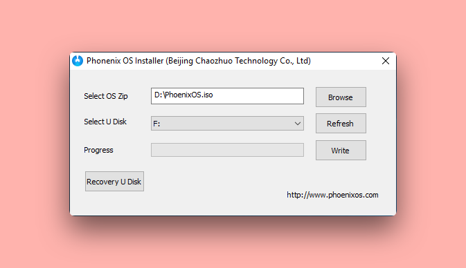 how to install phoenix os from usb
