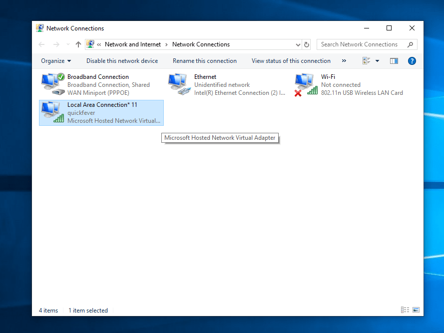Windows 10 network connections