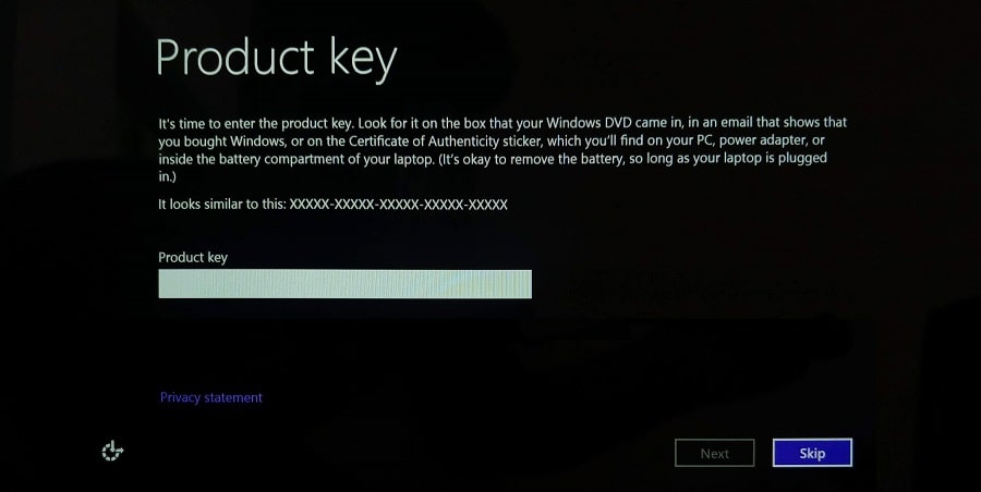 windows 8.1 key installation