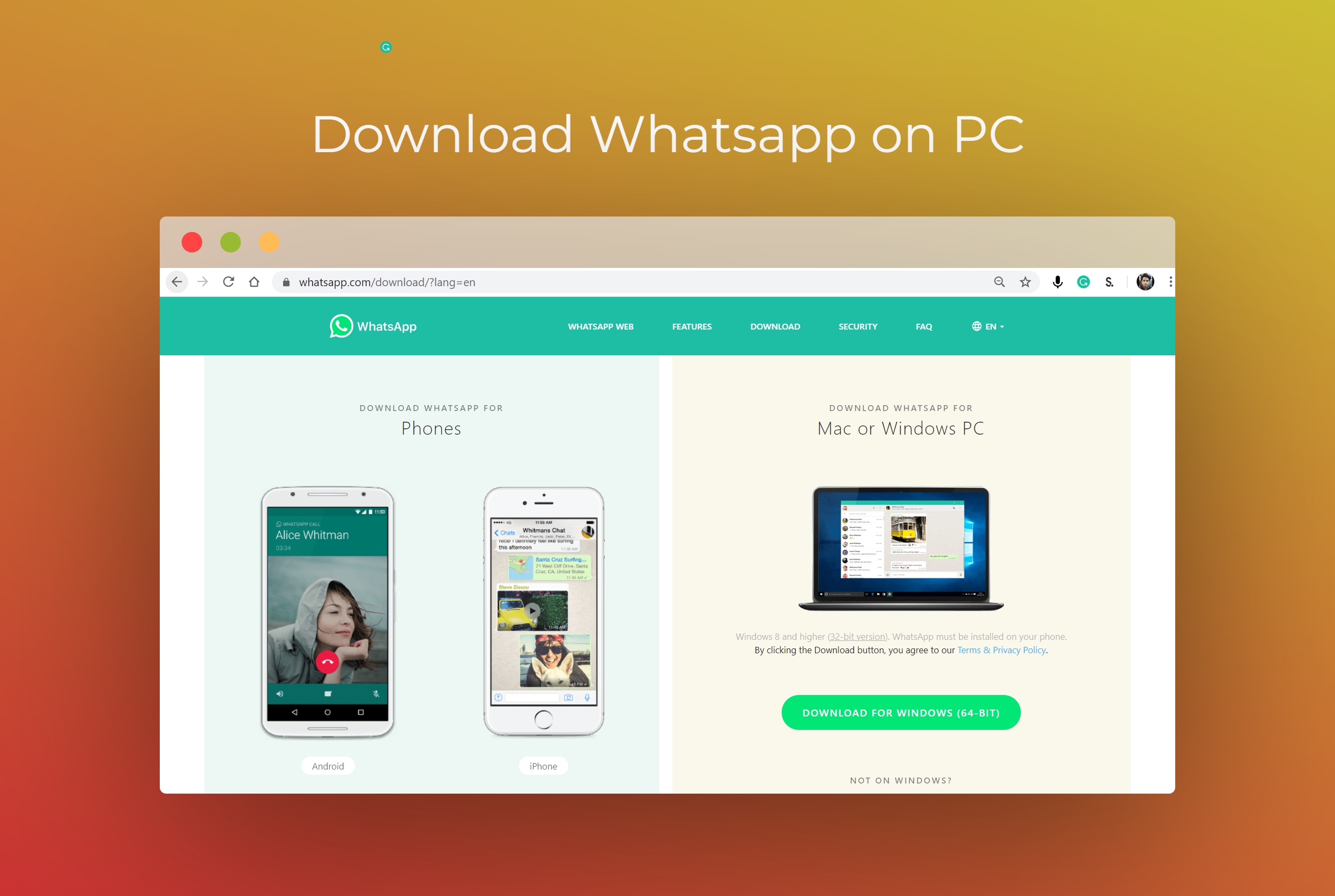 download whatsapp for pc windows/mac