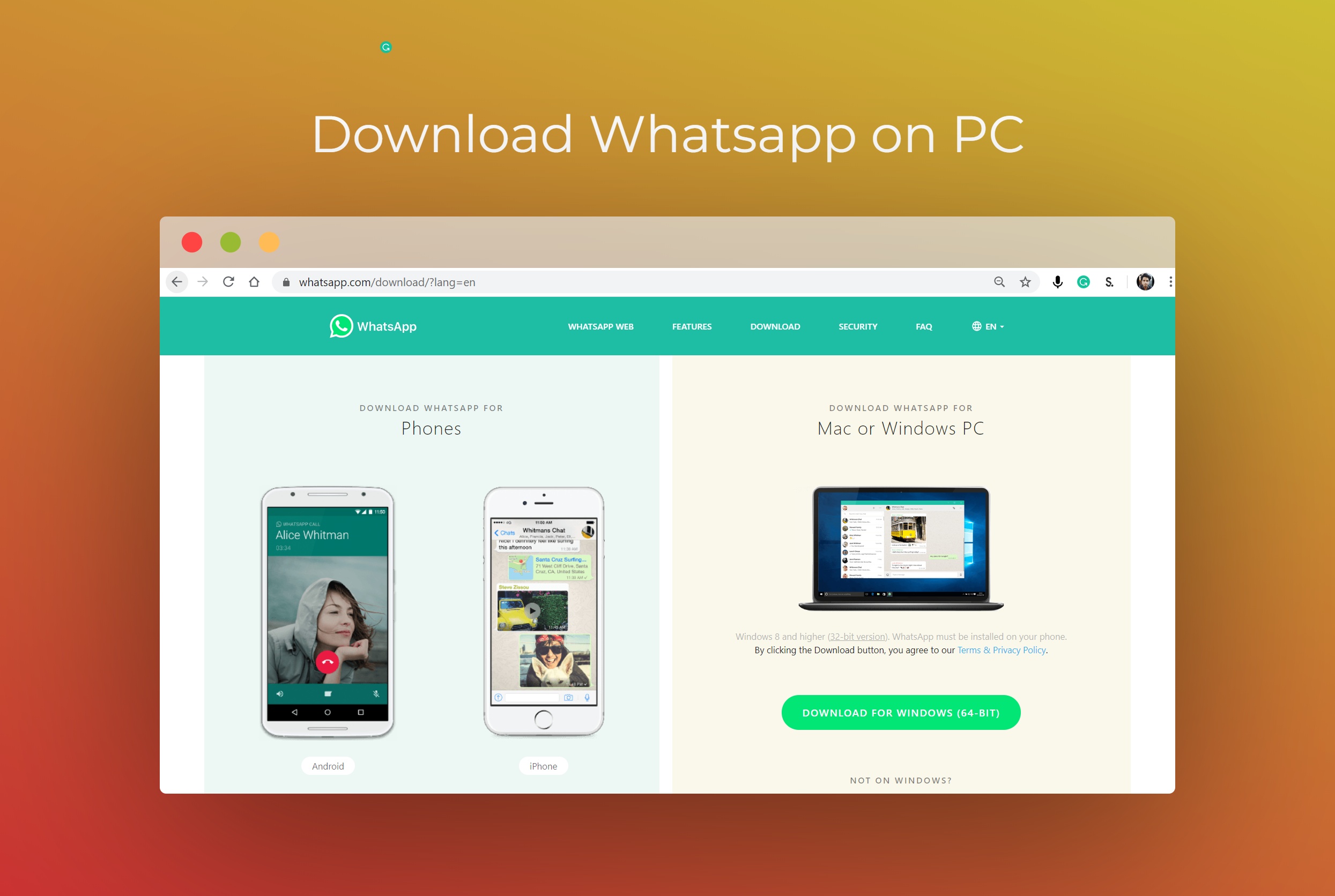 whatsapp software download for pc free