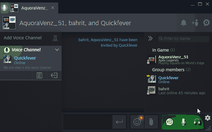 Steam voice chat screenshot