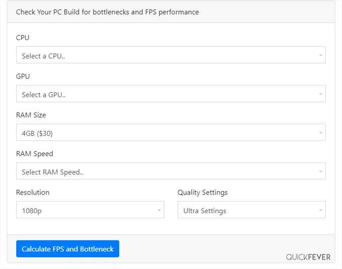 Image for article titled Bottleneck Calculator for quickfever website